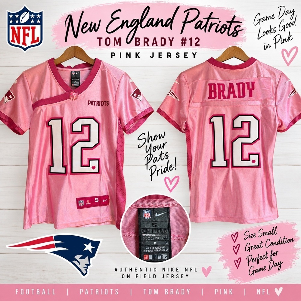 Nike NFL New England Patriots Tom Brady #12 Game Day Pink Jersey Womens Small